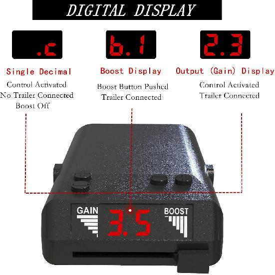 Proportional Trailer Brake Controller Kit, Digital Electric Brake Control With LED Screen Display For 1-4 Axles Trailers, Smooth Stop Technology With