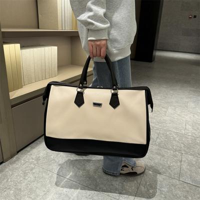 Sac de rangement pour voyage d'affaires pour femmes grande capacité patchwork grande capacité bagage à main sac à bandoulière simple version coréenne sac de fitness sous le bras