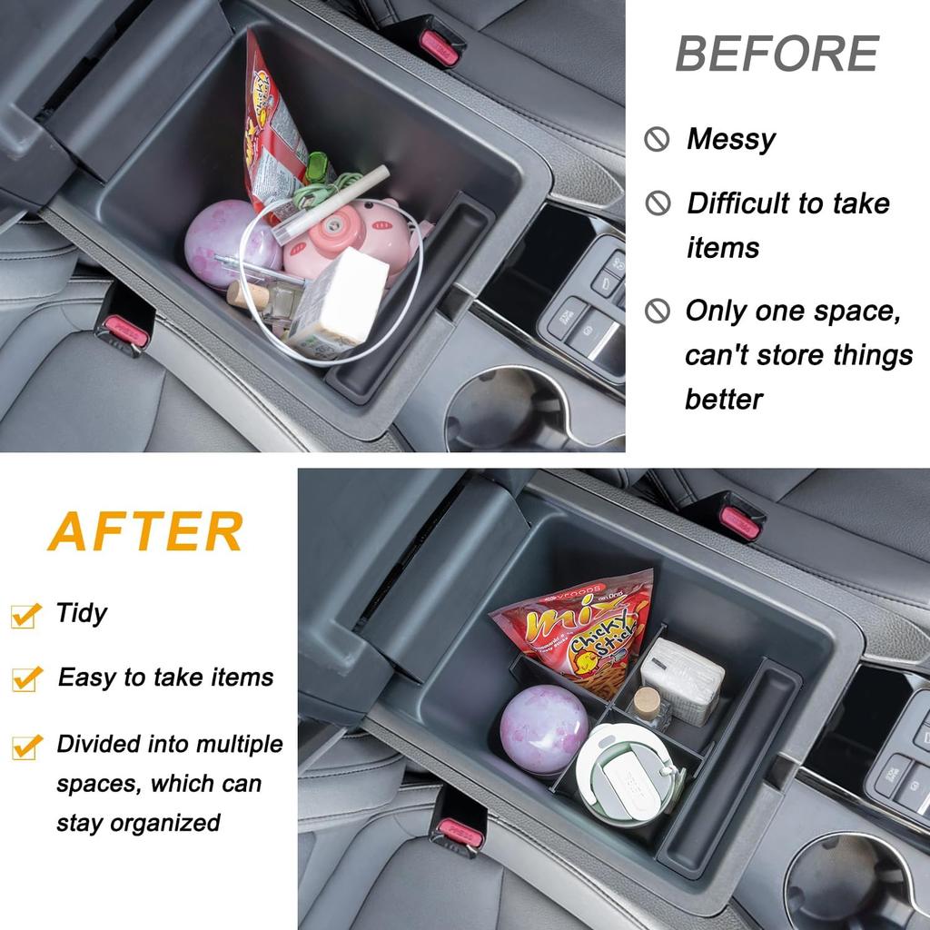 PIMCAR 2-Piece Center Console Organizer & Armrest Divider Set For -2025 Honda Pilot, 2024-2026 Honda Passport/Ridgeline,  Fit Durable ABS Plastic