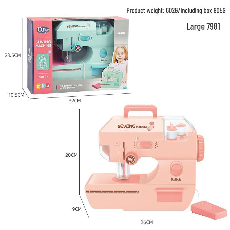 Electric Sewing Machine Toy for Kids: Mini Pretend Play Appliance for Girls, Kindergarten Fun, Parent-Child Handmade Activity