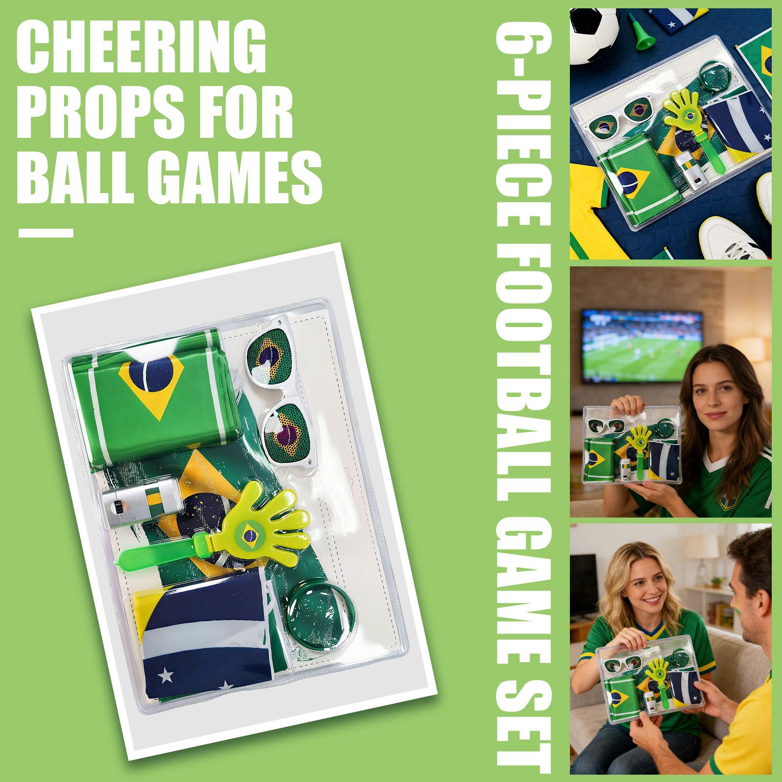Football Fan Set: Flags, Glasses, Clappers, Face Paint, And Cheering Props One Size