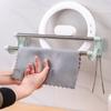 Stainless Steel Double Rod Towel Bar Punch-free Towel Storage Shelf Towel Rack  Toilet