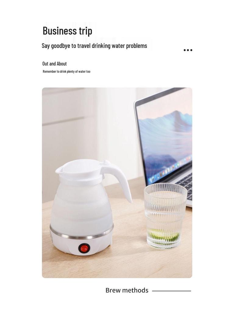 Compact Electric Folding Silicone Kettle with Auto Power-Off for Travel