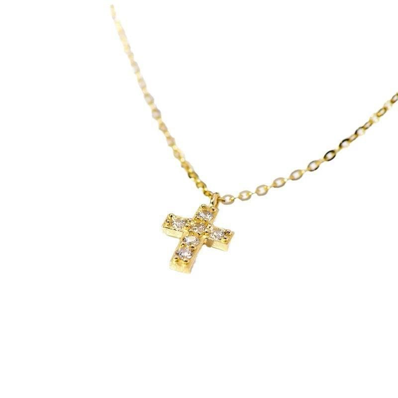 Mini Cross Necklace Women Dainty Versatile Thin Clavicle Chain