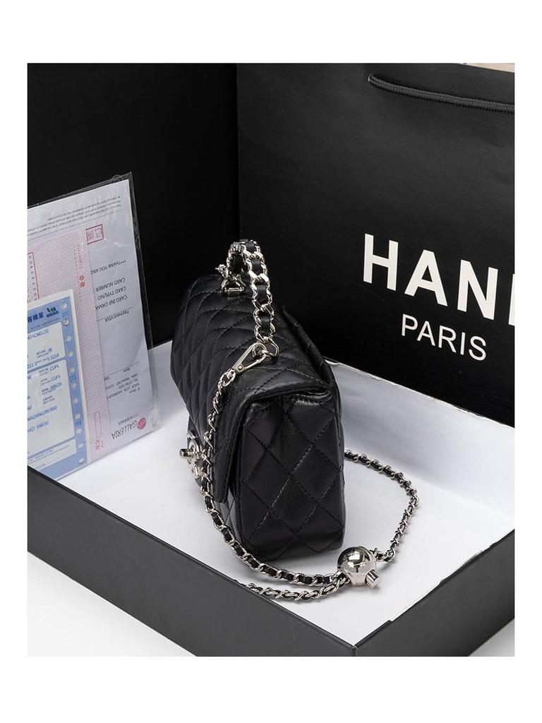 2025 Hochwertige Damen-Crossbody-Tasche aus echtem Leder - Schultertasche mit Kette und Rautenmuster