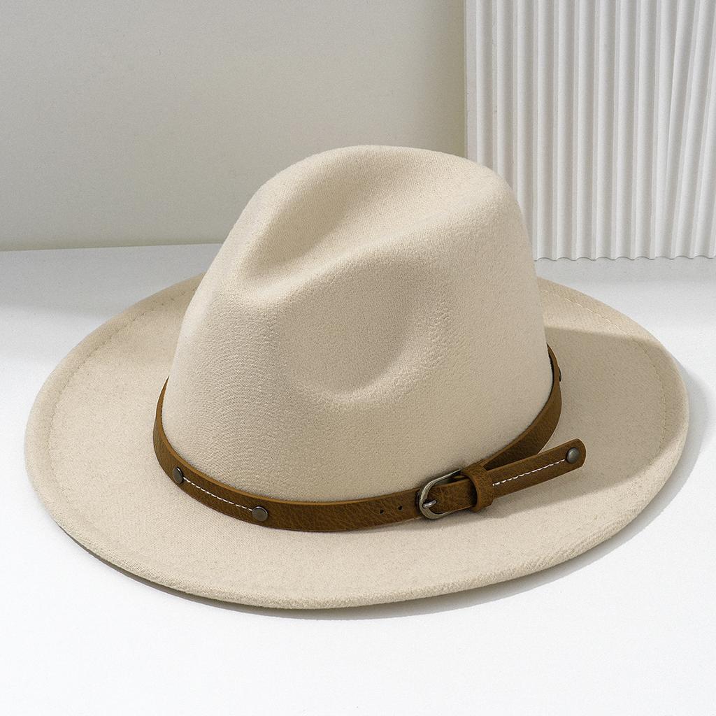 1PC Fashion Wool Fedora Hat Men Autumn Winter Wide Brim Jazz Cap Imitation Woolen Women Church Felt British Hat