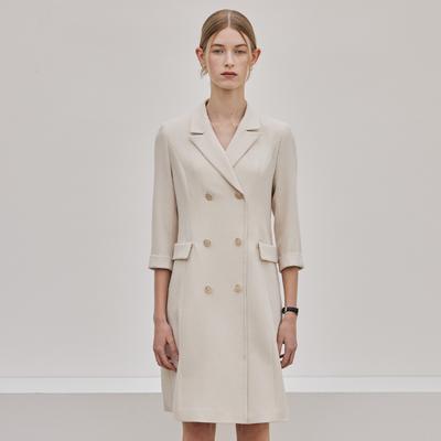 Hiikeu Tailored Double-Breasted Dress_Beige