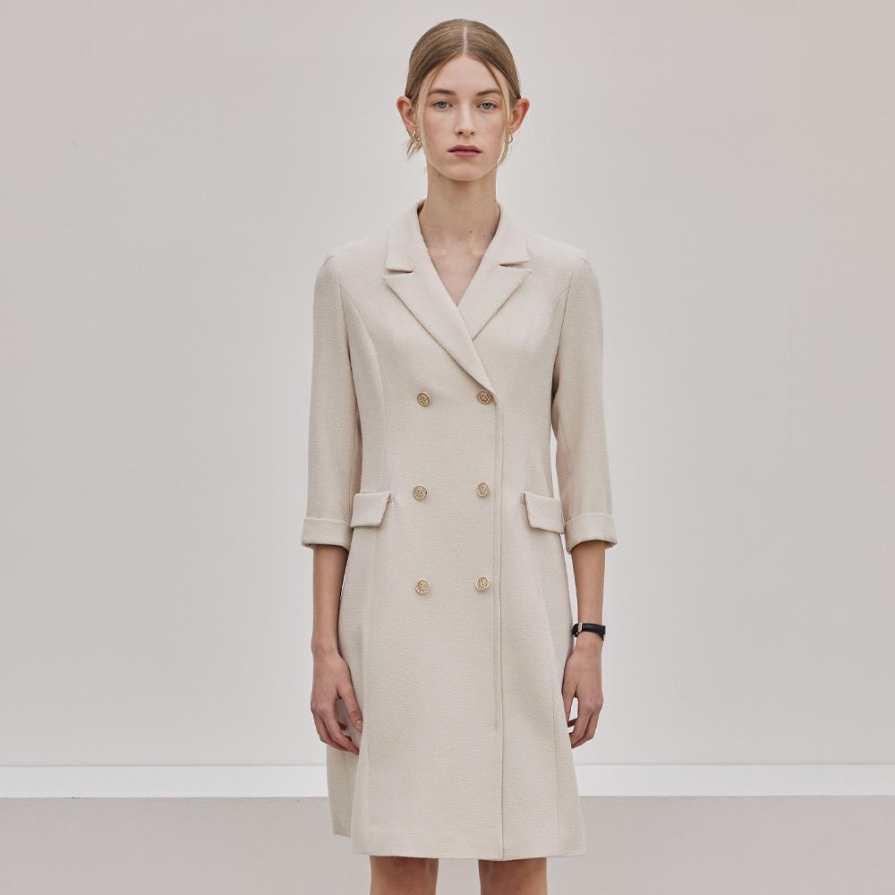 Hiikeu Tailored Double-Breasted Dress_Beige