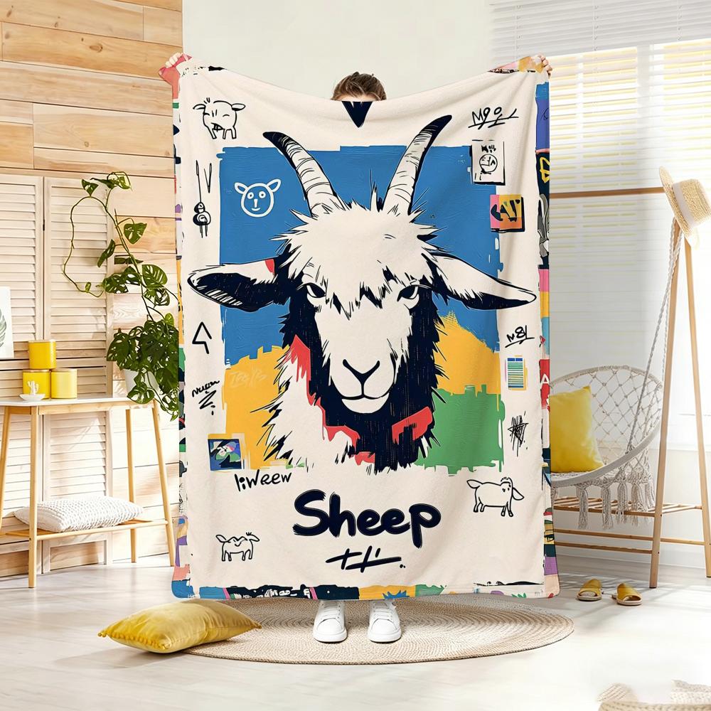 Painting Cartoon sheep Throw Lightweight g Flannel Blanket Soft Skinfriendly for Summer Cooling