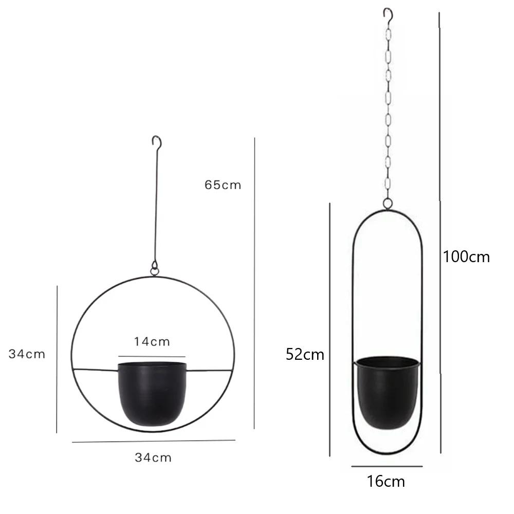 2026 New 10 Type Metal Hanging Flower Pot Nordic Chain Hanging Planter Basket Flower Vase for Home Garden Balcony Decoration