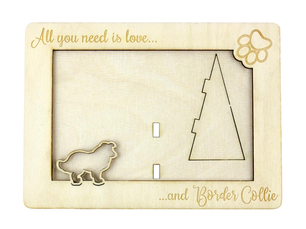 Border Collie – Photo frame, engraved wooden frame | Art-Dog
