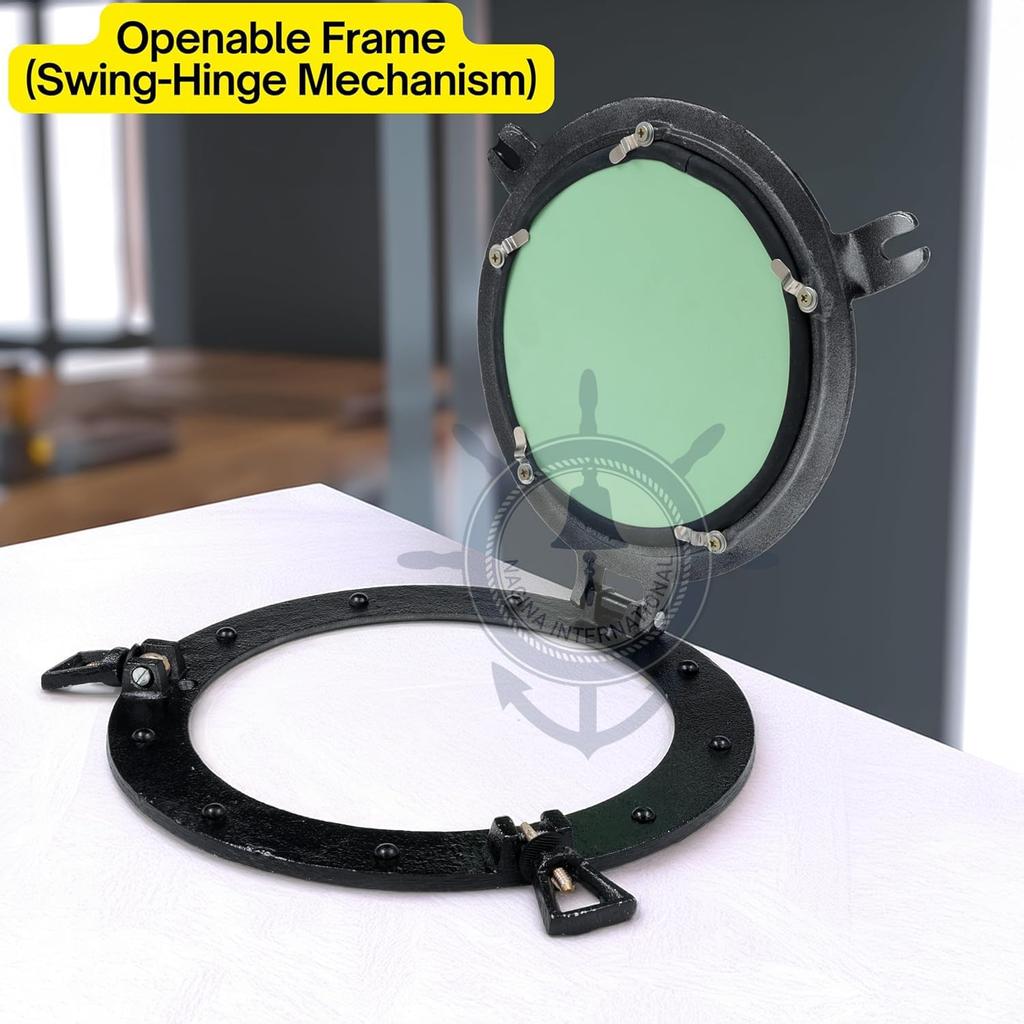 Nagina International 14" Nautical Ship Porthole Mirror with Iron Antique Finish QH5-ESX-IJS