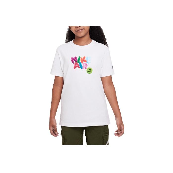 

Nike Sportswear Balloon Letter Print Loose Casual Round Neck Short Sleeve T-Shirt Kids Tops White FD0853-100 XL