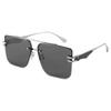 Double Beam Super Large Frame Half Frame Metal Double Beam Outdoor Sunshade Sunglasses Men'S Fashion Sunglasses