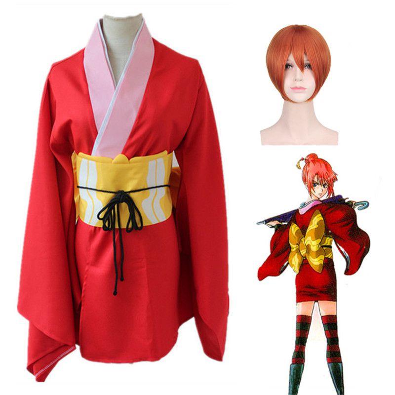 Gintama Kagura Anime Kimono Suit Cosplay Perform Costume Outfit Fullset Dress
