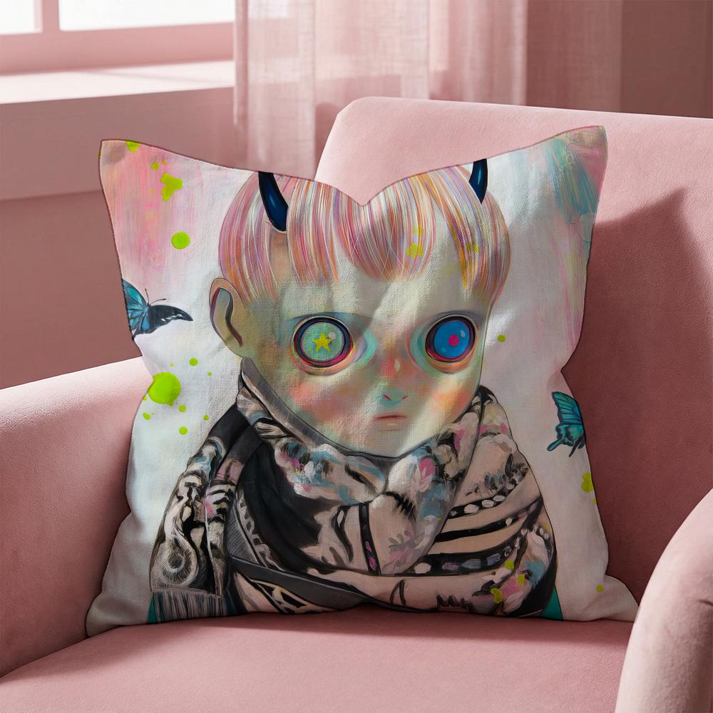 H-Hikari Shimoda IllustrationS Cushion Cover Multi-Scene Pillow Cover for Home & Car - Reversible, Soft & Durable for Daily Use