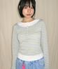 RONRON Layered Henryneck Long Sleeve Blue Stripe