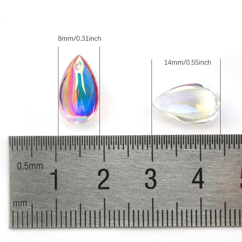 Best Quality 8x14mm Smooth Crystal Drop Beads Shiny Ab Glass Drop Beads Jewelry Beads for DIY Bracelet Necklace Making 28pcs/lot