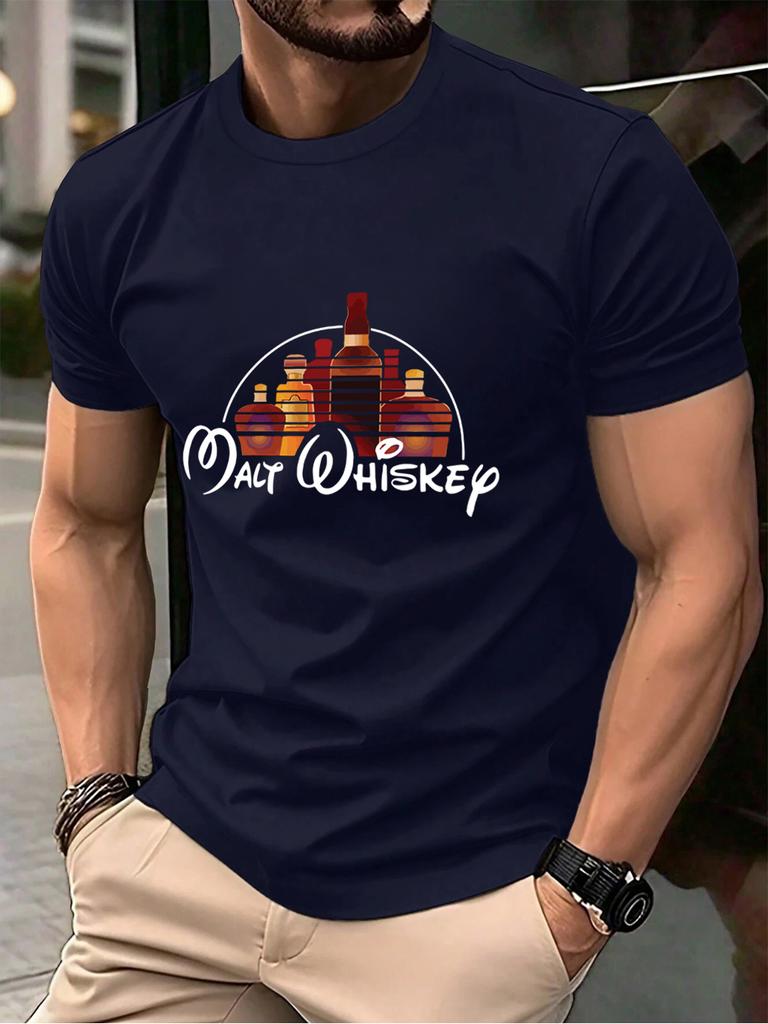 Malt Wiskey Funny Alcool Drunk Prints Men TShirt Cotton Summer Soft Short Sleeve Tops Oversized ONeck T Shirt Casual Clothes