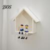 Wall Shelf Wood House Display Shelf, Mounted Decorative Floating Kids Room Small Toys Dolls Organizer for Entryway, Living Room, Nursery