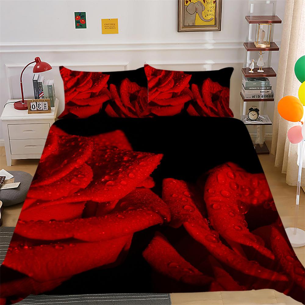 Juego de cama con estampado de flores, colchas de poliéster de doble tamaño, ropa de cama para el hogar de alto rango a la moda