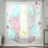 Söt Baby Elefant Med Hjärtan Skir Gardin För Vardagsrum Modern Voile Tüll Fönstergardiner För Sovrum Kök Draperier
