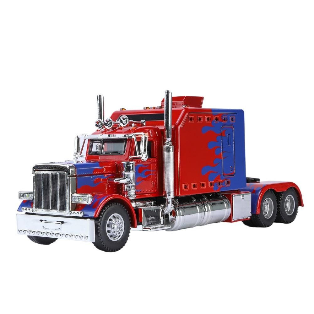 

1/24 Тягачи Peterbilt 389 Грузовик Сплав Модель игрушечной машины Рулевое управление колесами Звук и свет Детская игрушка Коллекционные предметы Подарок на день рождения красный