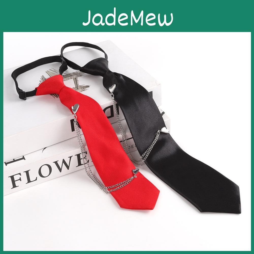 Klassische Polyester-Krawatte mit Metallkette für Herren Damen Freizeit Bürokleidung
