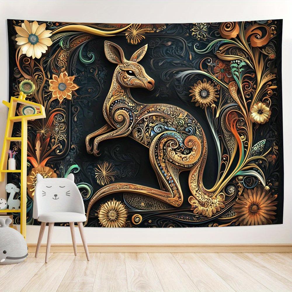 Flower Kangaroo Theme Digital Printing Polyester Wall Hanging Tapestry Decorative Living Room Bedrooms Office Background Gift
