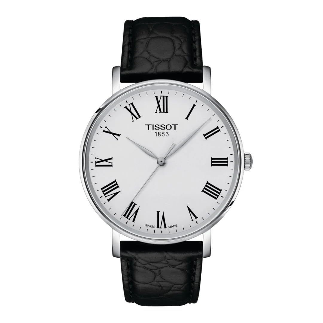 

TISSOT Everytime Men s Watch, Leather Strap, White Dial, T1434101603300, Black [Official Import]