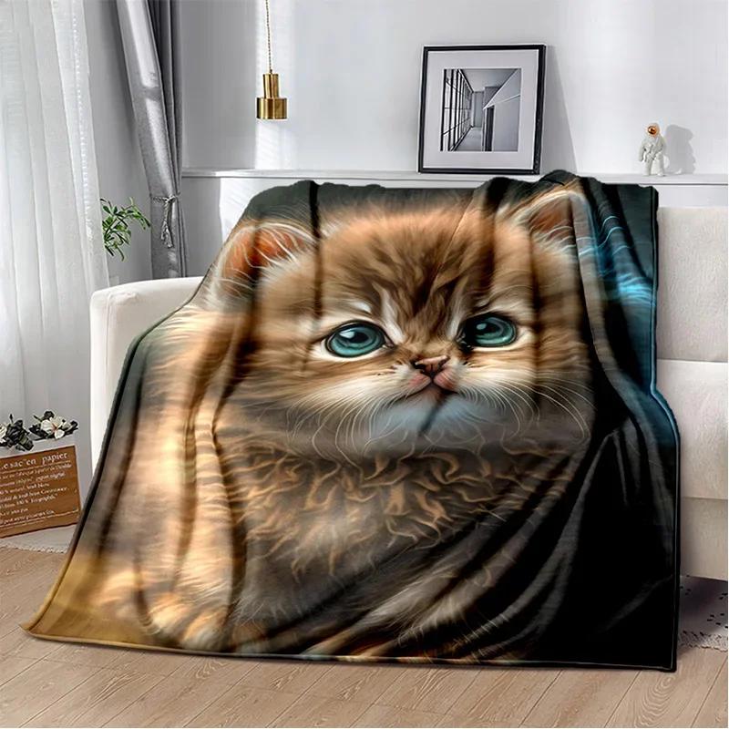 Cartoon Cute Calico Cat,Garfield Cat,Persian Cat,Ragdoll Blanket,Soft Throw Blanket for Home Bedroom Bed Sofa Cover Blanket Kids