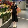 Polo Collar Dress Girls Summer New Middle School High School Students College Style Waist Casual Long Skirt