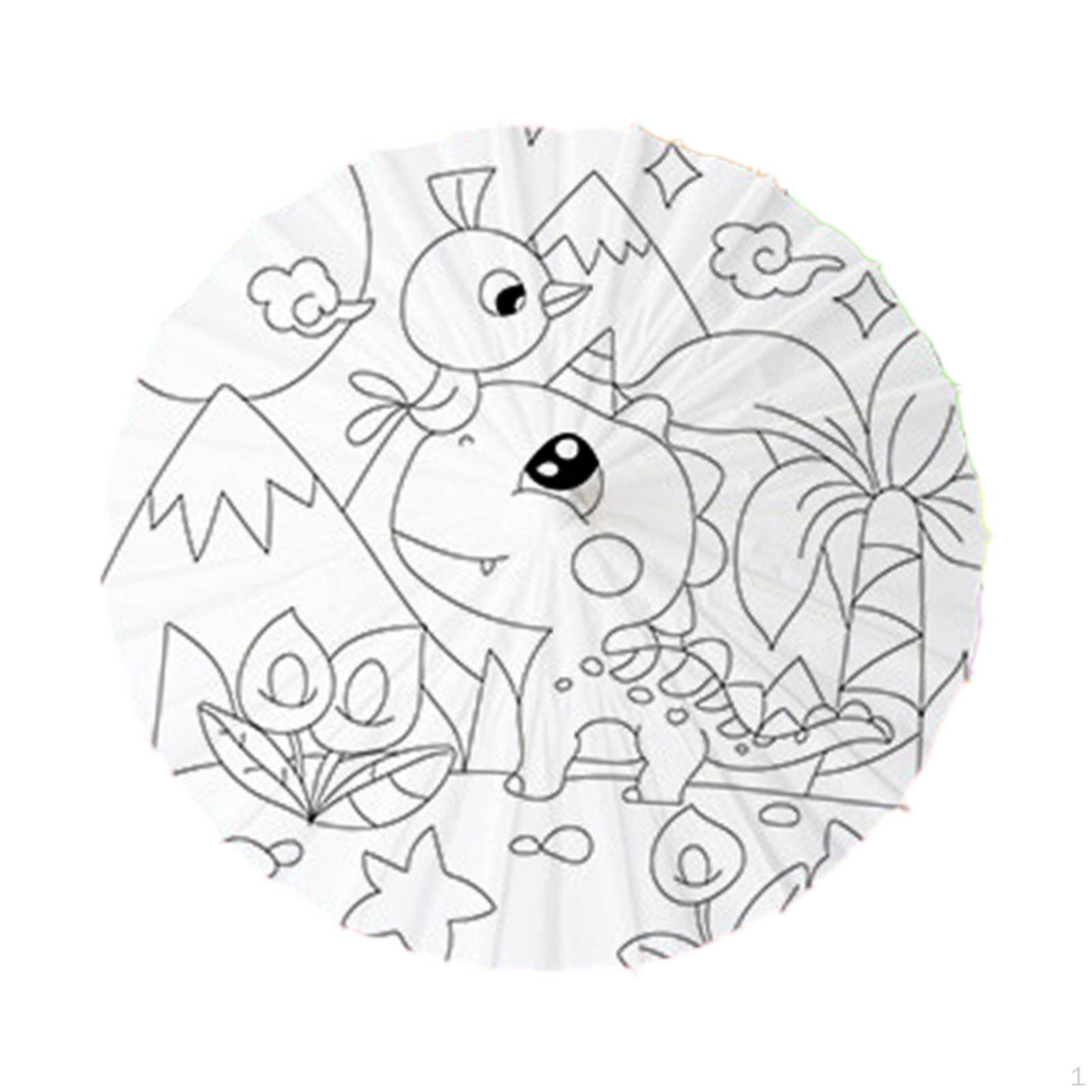 

Бумажный зонтик для раскрашивания детского рисунка 23,6 дюйма сувениры для вечеринок белый расписанный вручную Dinosaur