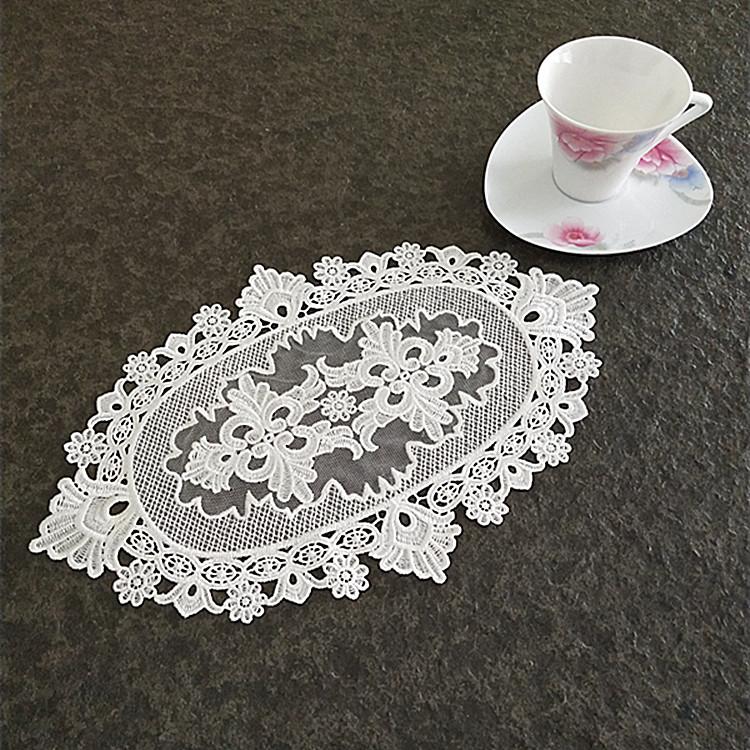 NEW Lace oval Embroidery Christmas wedding flower table place mat pad Cloth placemat kitchen Table decoration and accessories