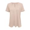 Women's Fashionable Casual Summer V-neck Button Short-sleeved Top