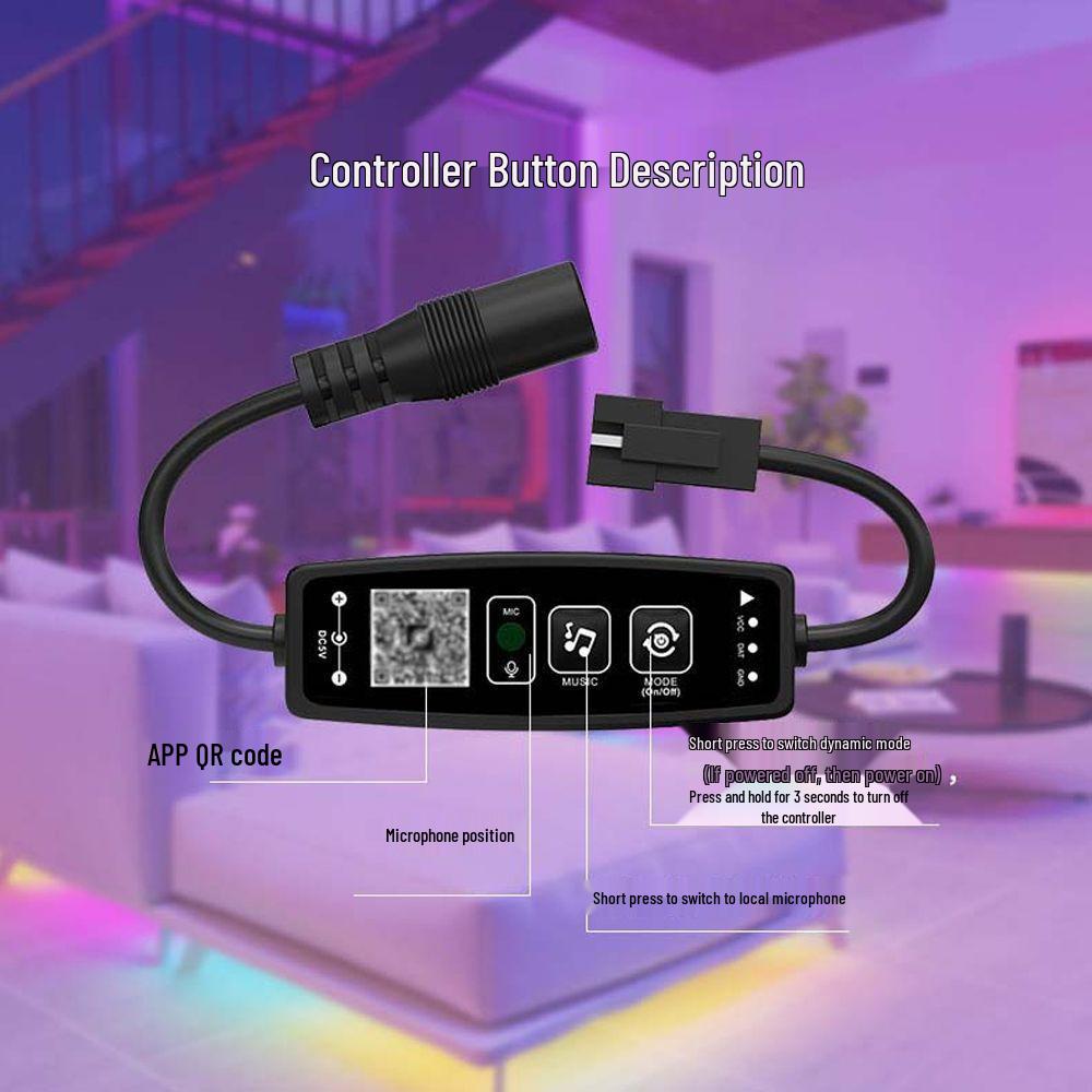 28-Key Wireless Bluetooth LED Controller With Music Sync and Full Color Dimming