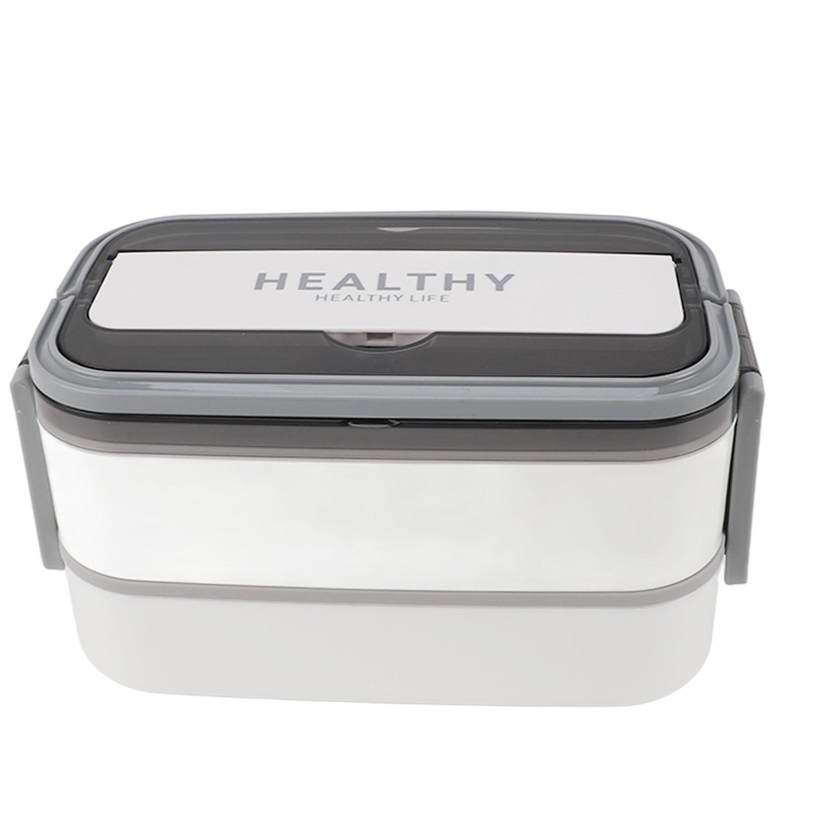 Double Layer Bento Box 316 Stainless Steel Compartment Portable Lunch Box With Cutlery For Work School Office 1400ml White чистый