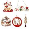 Christmas Ornament Wooden Hanging Santa Snowman Merry Christmas Decor Wood Red Xmas Tree Ornament for Holiday Home Decor