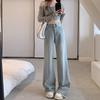 Retro High-Waist Light Blue Wide-Leg Jeans for Women - Autumn/Winter 2023