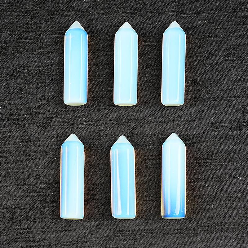 Einzelspitze Sechseckiger Kristallpunkt Natürlicher Opalit Stein 32x8mm Polierter Edelstein Heilungsstab für Handwerk und Sammlung
