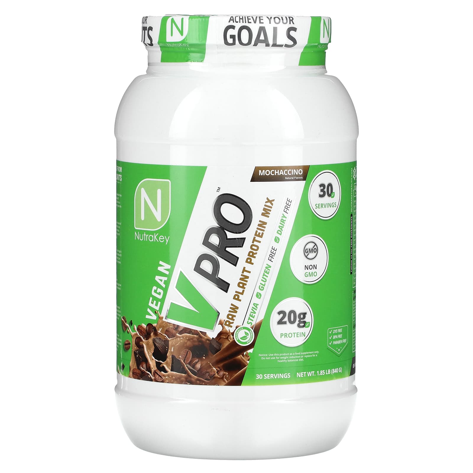 

Nutrakey, V Pro, Raw Plant Protein Mix, Mochaccino, 1.85 lb (840 g)