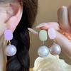 Elegant Imitation Pearl Pendant Earrings for Women Girls Sweet Cute Drip Oil Round Bead Drop Earrings Charm Jewelry Accessories