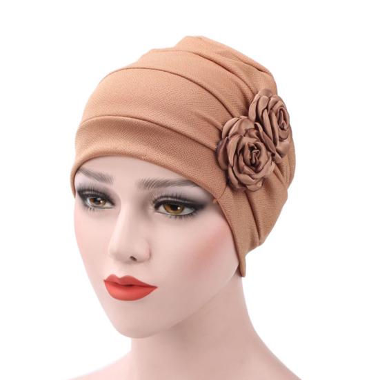 Women Rose Flowers Decor Beanie Cap Snood Hat Fashion Headwrap Headwear Gift