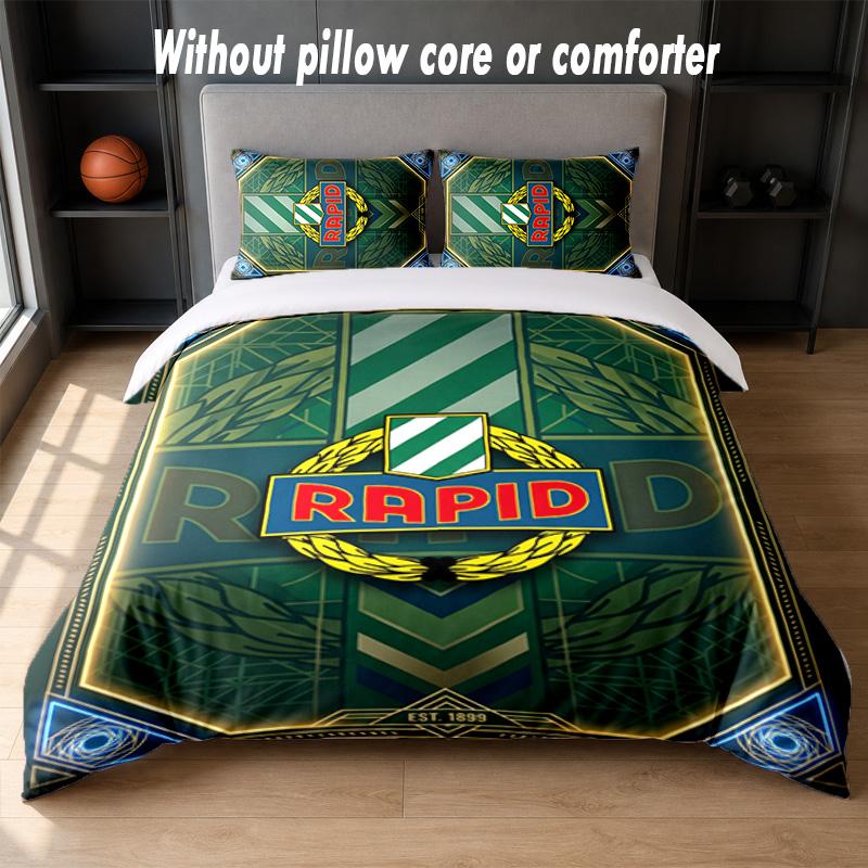 Rapid Wien FC Design Bed Bedding Set 1 Duvet Cover + 2 Pillowcases Soft Breathable Household Bed Linens