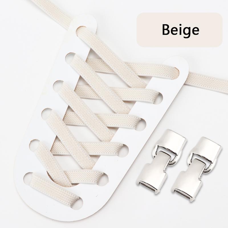 1 Pair Flat Shoelaces Metal Buckle Lock Elastic Shoe Laces Without Ties Sports Enthusiasts Lazy Shoes Lace Accessories