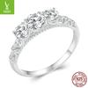 S925 Silver Luxury Mozzarella Diamond Ring, French Classical Pattern Platinum-Plated Ring Jewelry