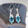 Natural Sky Blue Topaz Gemstone 925 Solid Silver Jewelry Handmade Earrings 2.10" EE-37-2