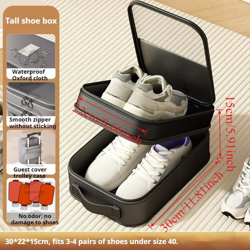 Travel Shoe Organizer Bag Portable 3 Layers Storage Pouch Luggage Accessory for Outdoor Trips Dustproof Space-Saving Shoe Bag