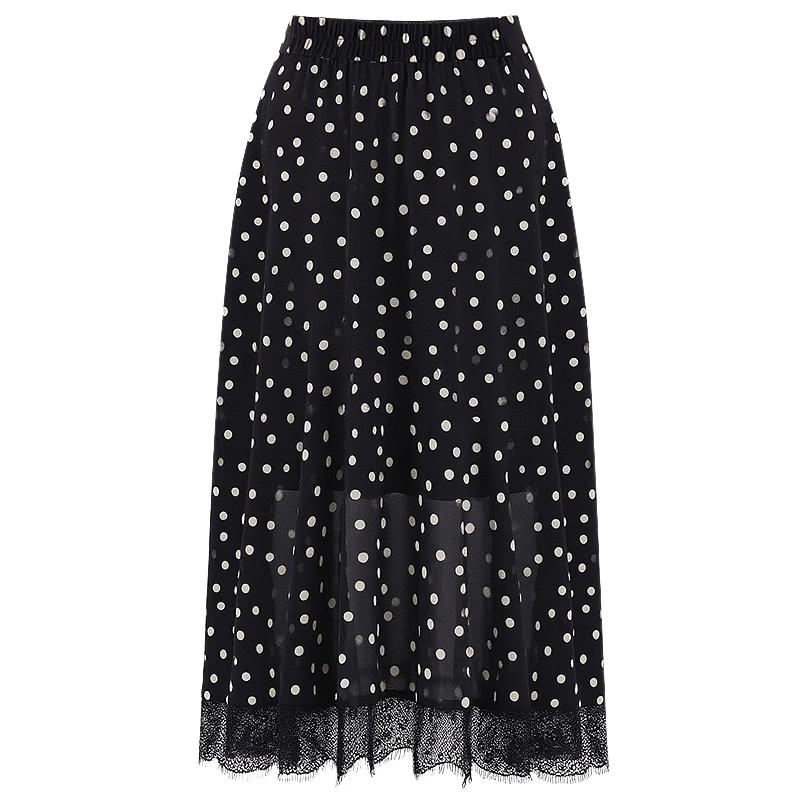 Polka Dot Fishtail Midi Skirt L