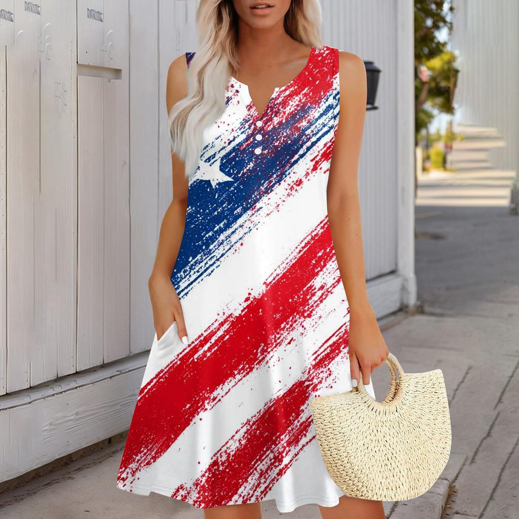 Women's Fashionable Casual Independence Day Print Dress